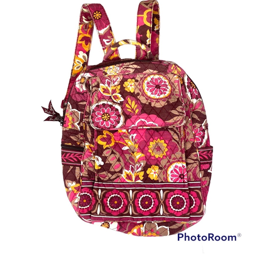 Vera Bradley Pink and Brown Floral Backpack